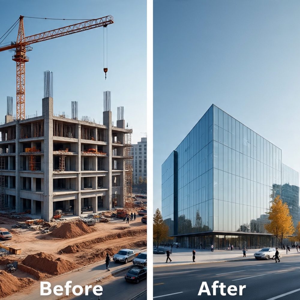 Building Construction System before after