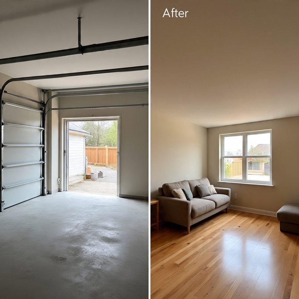 befor after garage conversion